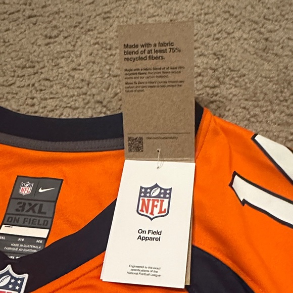 NWT Nike Mens NFL Denver Broncos #14 Courtland Sutton Orange Jersey Top Size 3XL - Picture 9 of 11